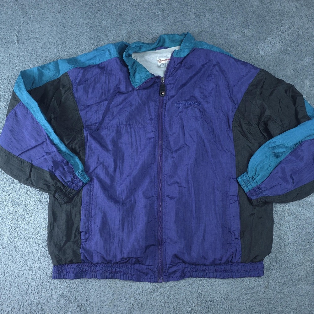 Vintage Rossignol Jacket Mens XL Purple Teal Colorblock Windbreaker Ski 90s
